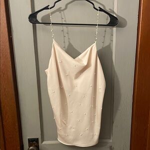 DO+BE Cream Pearl-Embellished Tank Top